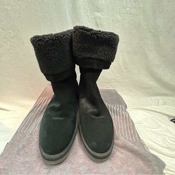 Aquatalia Black Pedri Suede Water-Resistant Cuff Boots 5.5 - Picture 5 of 16